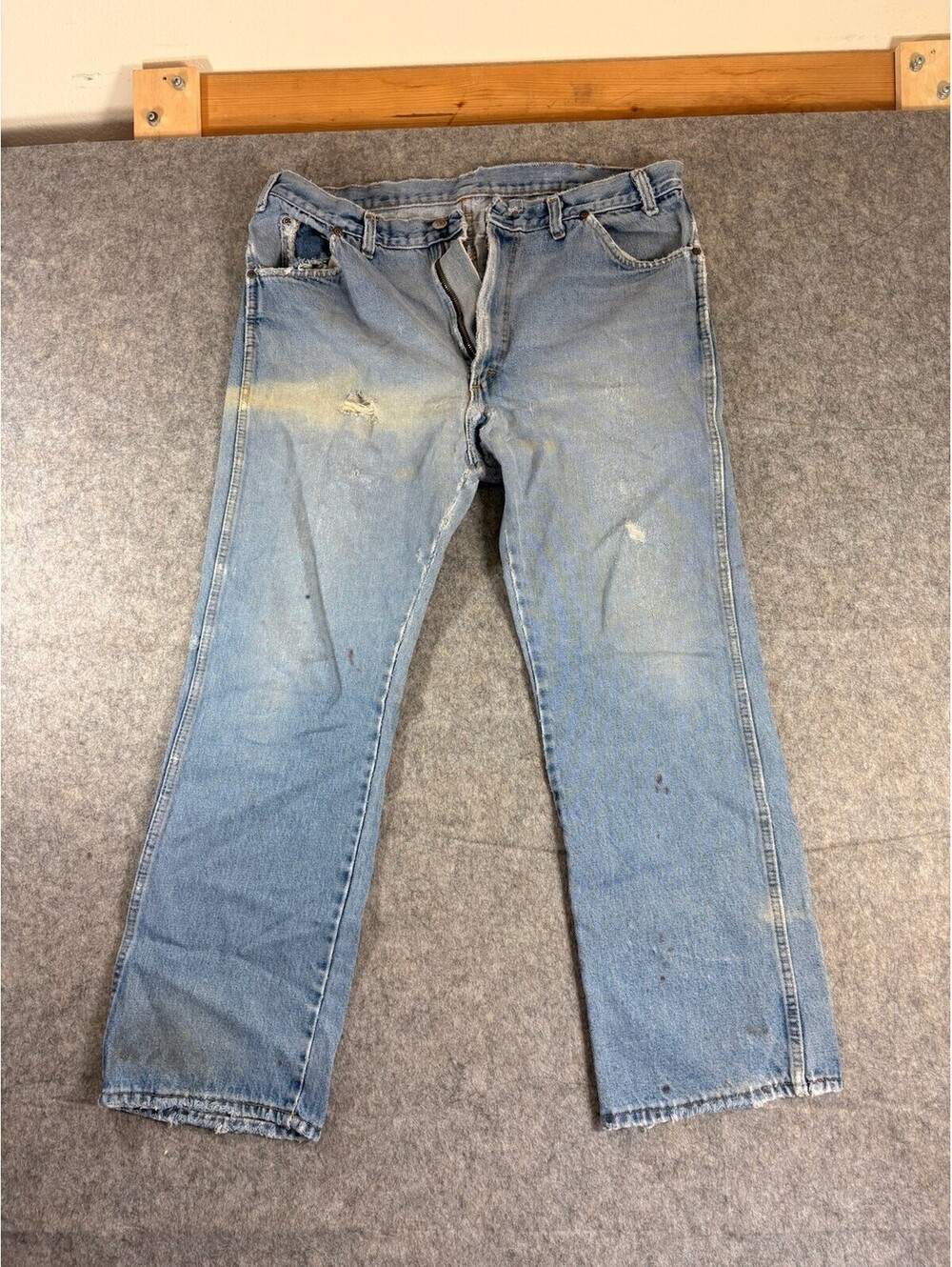 Vintage Dakota 70s Light Wash Cotton Cowboy Flare Jeans Size 36x27